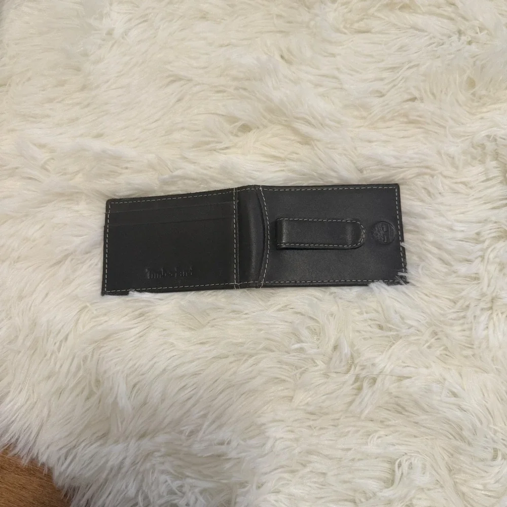 Mens Timberland Dark Brown Leather Bifold Wallet Money Clip One Size Vibe